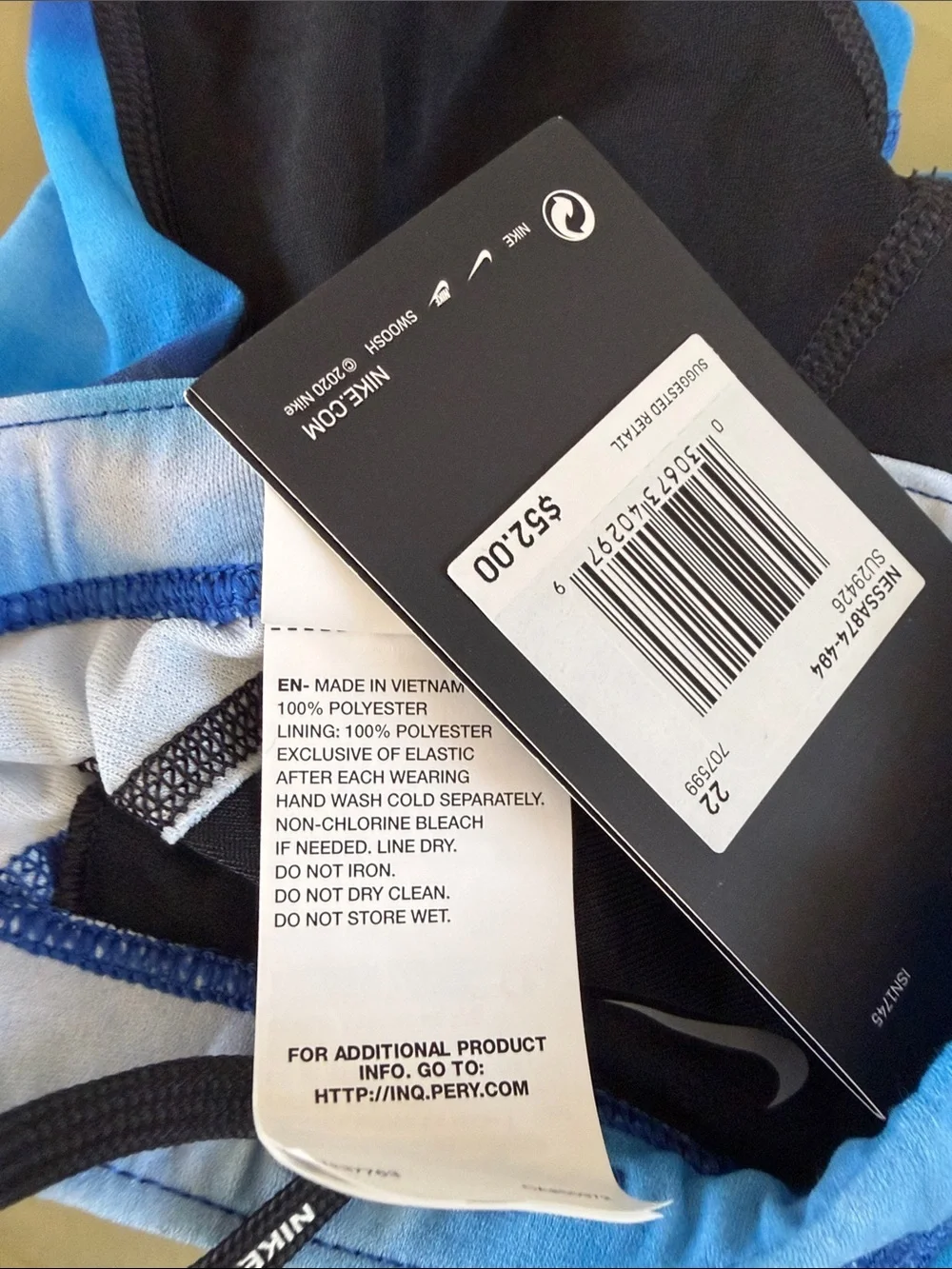 Nike Hydrastrong Boys Jammer Swim Shorts Blue White Tie-Dye Size 6-7Y NWT